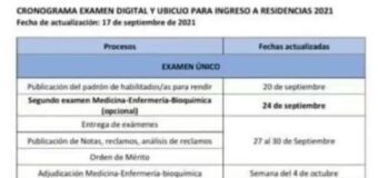 ACTUALIZADO —CRONOGRAMA EXAMEN DIGITAL Y UBICUO PARA INGRESO A RESIDENCIAS 2021