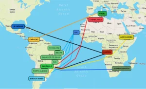 avion sobre mapa de sudamerica vuelo barato