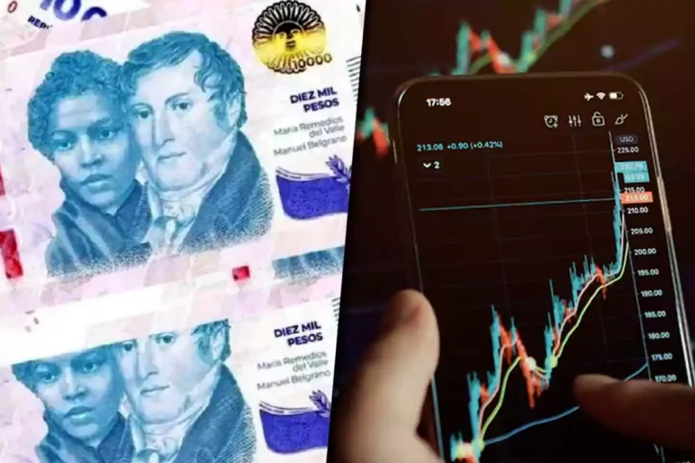 billetes argentinos y graficos de inversion juntos