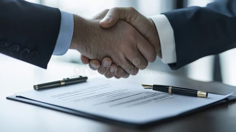 contrato firmado con apreton de manos