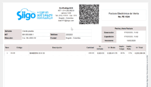 factura electronica con iconos de datos adicionales