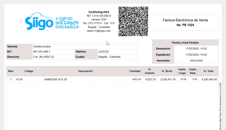 factura electronica con iconos de datos adicionales
