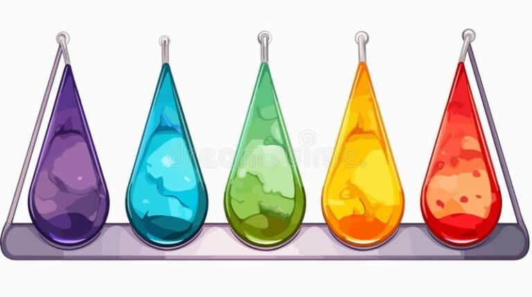 gota de agua con escala de ph colorida