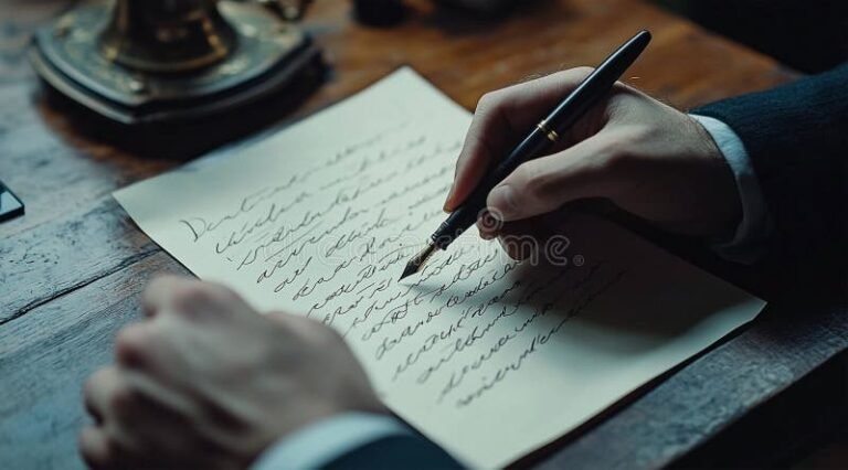 Cómo redactar un modelo de telegrama de despido sin causa válido 3 mano escribiendo carta formal sobre escritorio
