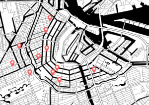 mapa digital con marcador de ubicacion actual