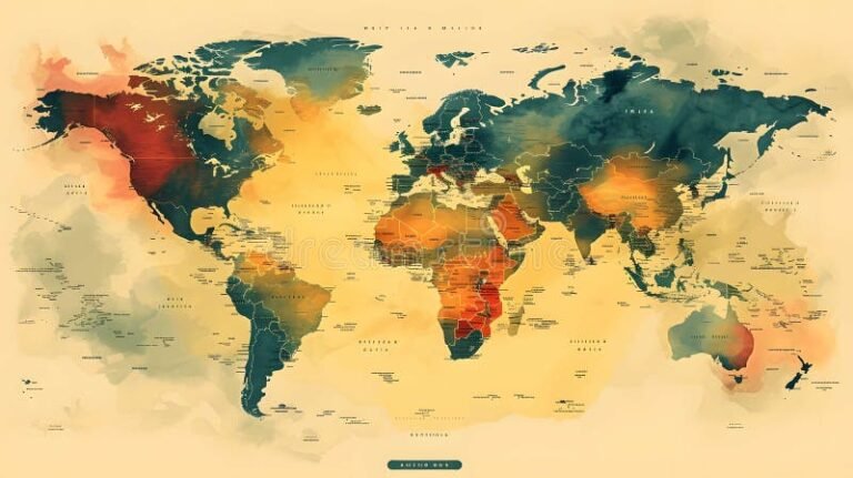 mapa mundial con paises y fronteras claras