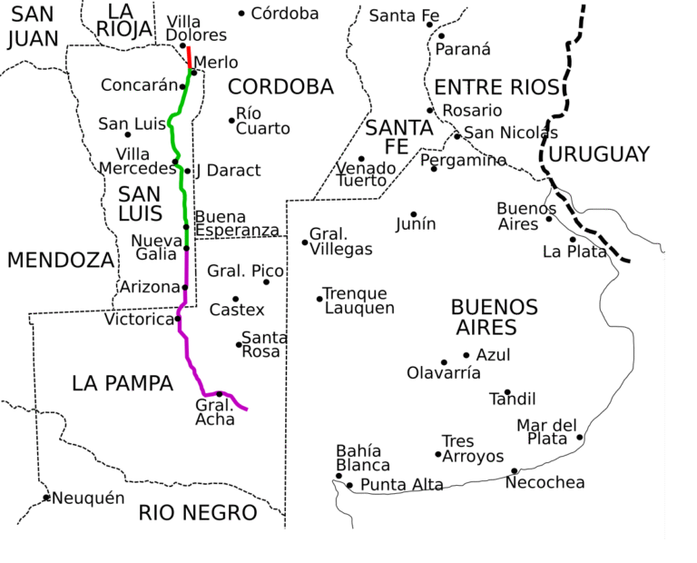 mapa ruta merlo san luis a villa general belgrano