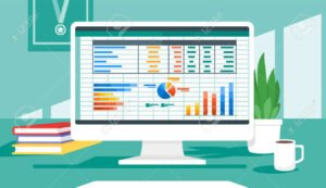 pantalla de computadora con software de gestion financiera