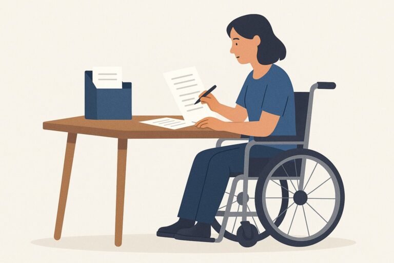 persona con discapacidad gestionando documentos legales