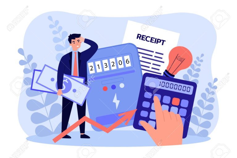 persona confundida con facturas y calculadora