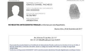 sello oficial certificando antecedentes penales argentina